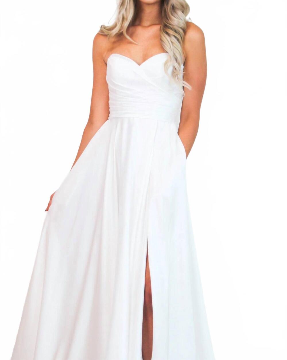 NEW CINDERELLA DIVINE caught in a fairytale strapless slit wedding dress in whit